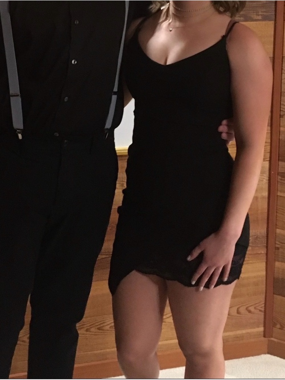 Little Black Dress - Mini party dress with lace and spaghetti straps